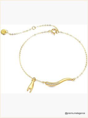 14K Solid Gold Italian Horn Bracelet Protection Charm